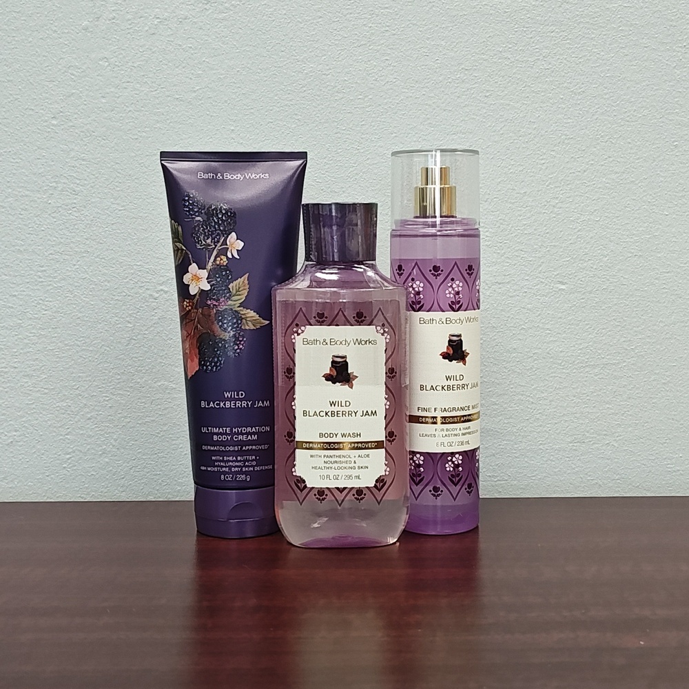 Bath & Body Works WILD BLACKBERRY JAM 3 Piece Body Care Bundle Set
